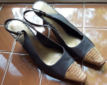 Shoes 8M Liz Claiborne Flex  Brown Leather Slingbacks  Accessorize Me