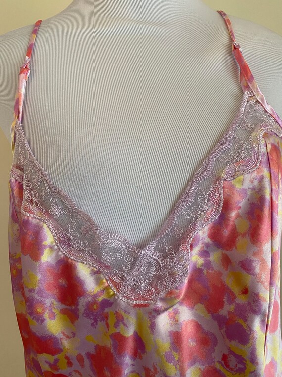 Nightgown Short Floral Pink and Yellow Medium 20"… - image 4