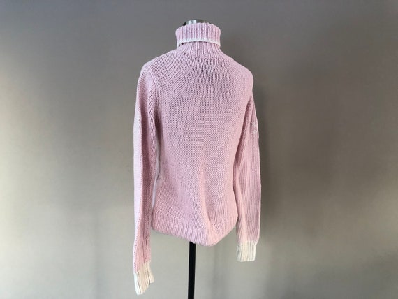 Pullover Sweater  Medium SO Pink Turtleneck Snowf… - image 6