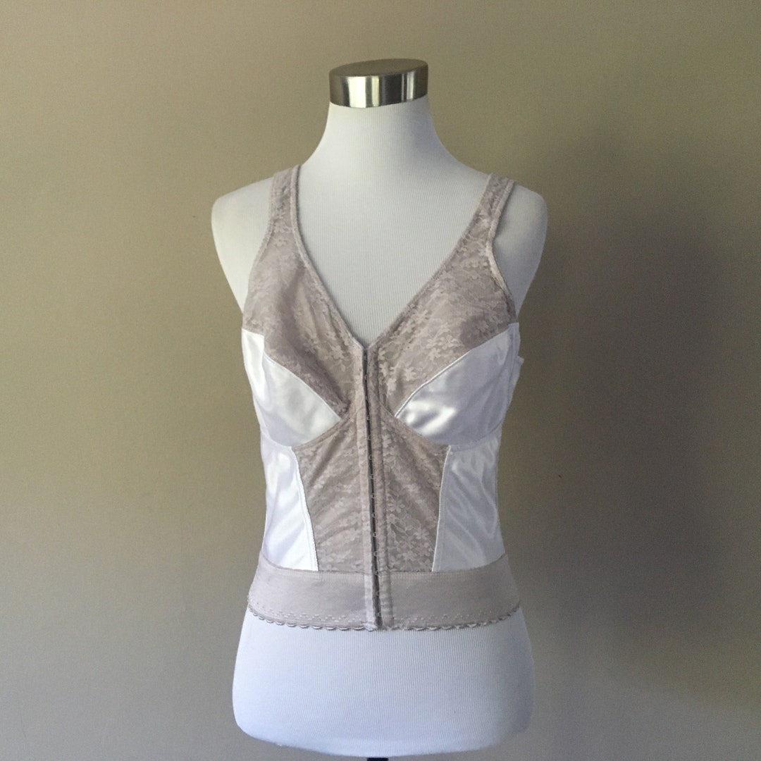 Bra 36C Exquisite Form White Gray Longline Wide Strap Front - Etsy