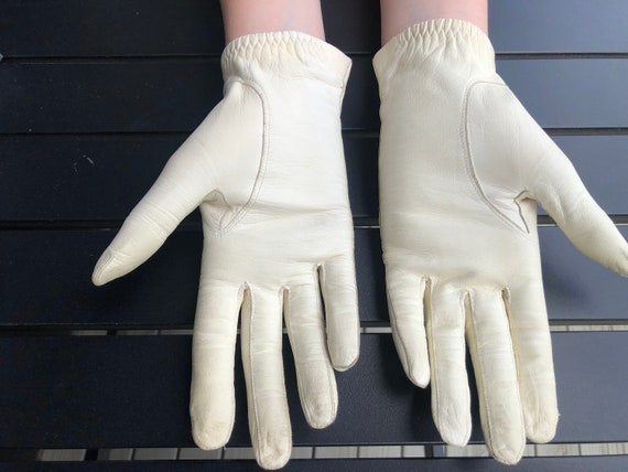 Leather Gloves CRESCENDOE Vanilla White Made In W… - image 6