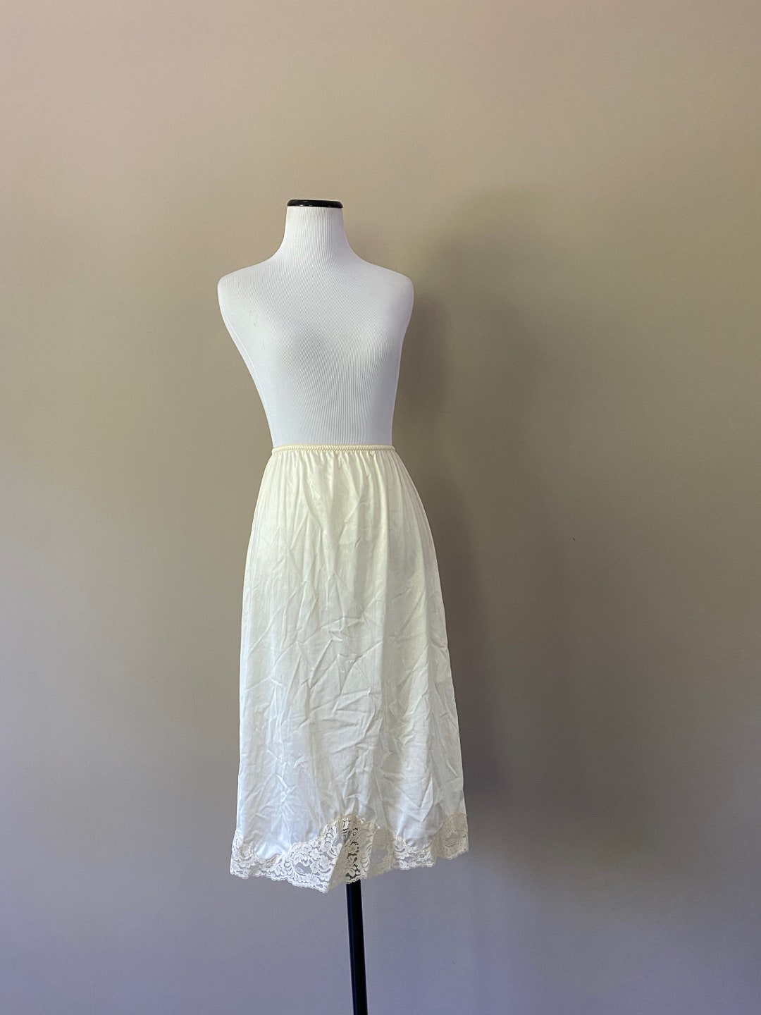 27 Inch Long Half Slip Cream Lace Extender No Tag Etsy