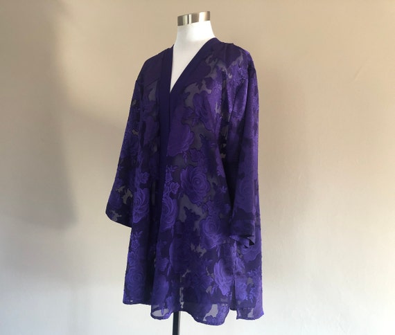 Robe XL Bon Worth Purple Sheer Lingerie Negligee