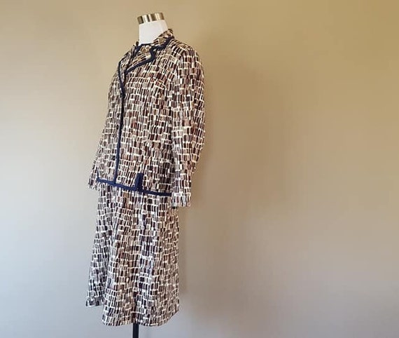 Dress Suit Size 14 Large Geometric Pattern 1960's… - image 7