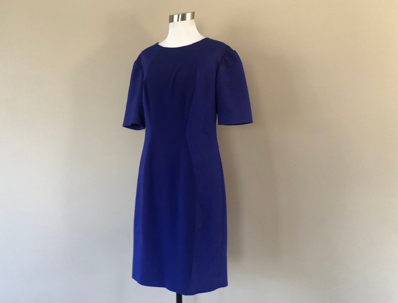 Dress Ted Baker London Size 4 Blue Purple Short Sleeves Back Zipper Small Vintage Apparel
