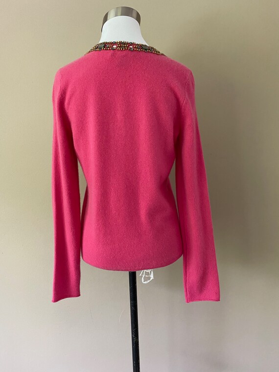 CASHMERE Pink Sweater Small With Jewels... - image 5