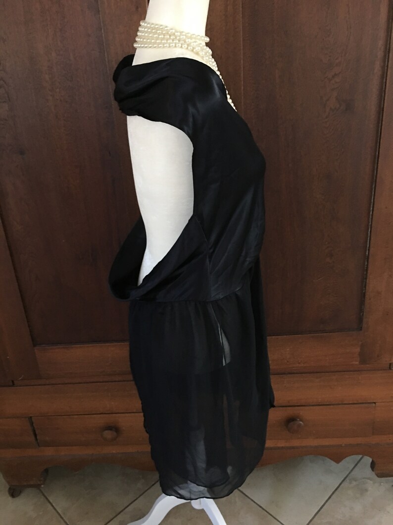 Satin Black Sheer Rhinestones Small Victoria/'s Secret Nightgown