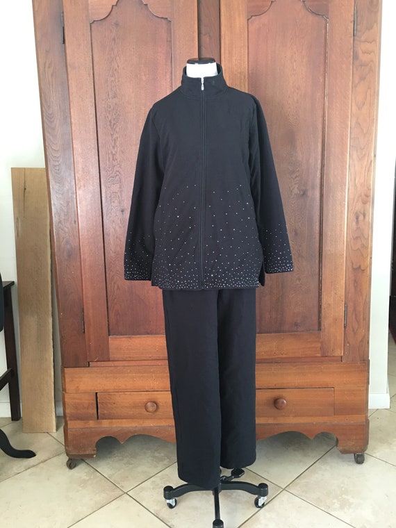 Rhinestone Pantsuit Coldwater Creek Small Black wi