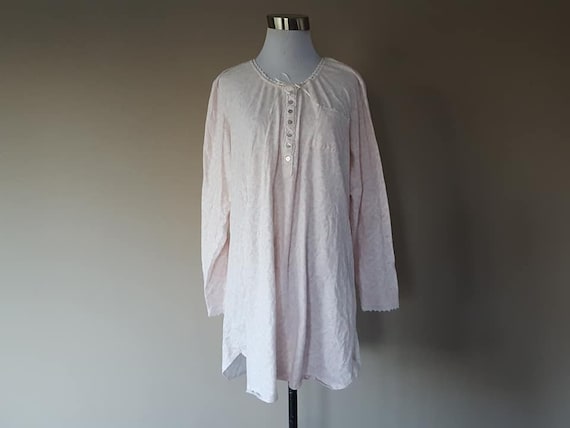Nightgown Large Eileen West Pink Flowers Cotton Lo