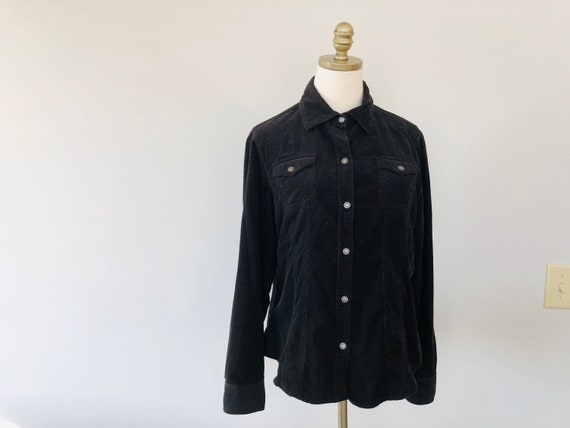 Western Wear Shirt Small Liz Claiborne Black Cord… - image 1