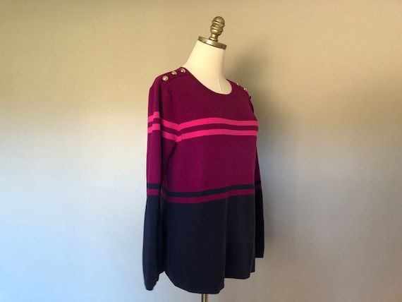 Pullover Sweater Large Charter Club Pink Blue Cot… - image 2