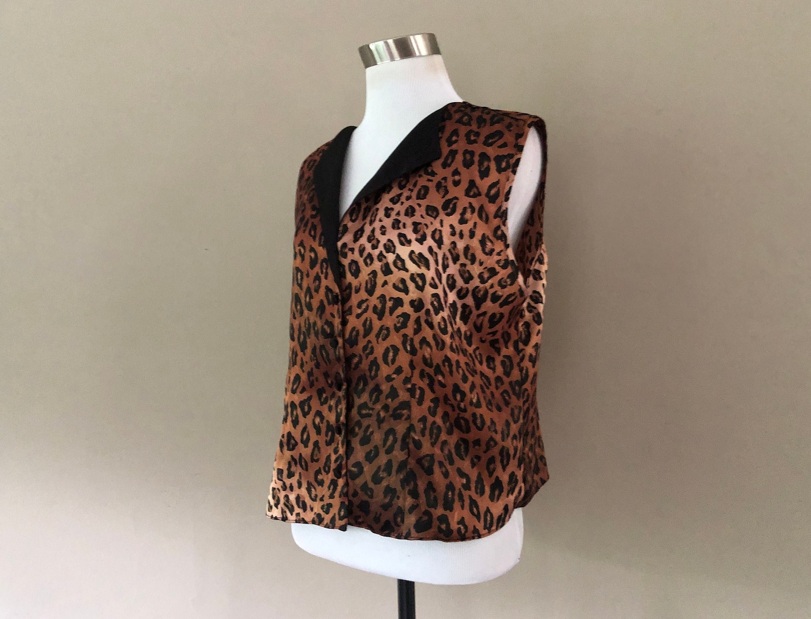 Pyjama Top Medium Kathy Irland Intim Leopard Druck Knopf Front | Etsy