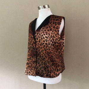 Pyjama Top Medium Kathy Irland Intim Leopard Druck Knopf Front | Etsy