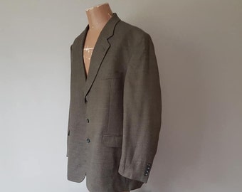 WOOL Jacket XL Gianfranco Ruffini Italy Made In Columbia Taupe Tweed Vintage Apparel