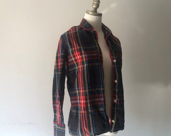 Pajama Top XXS JCrew Plaid Sleep Shirt   Long Sleeves  Vintage