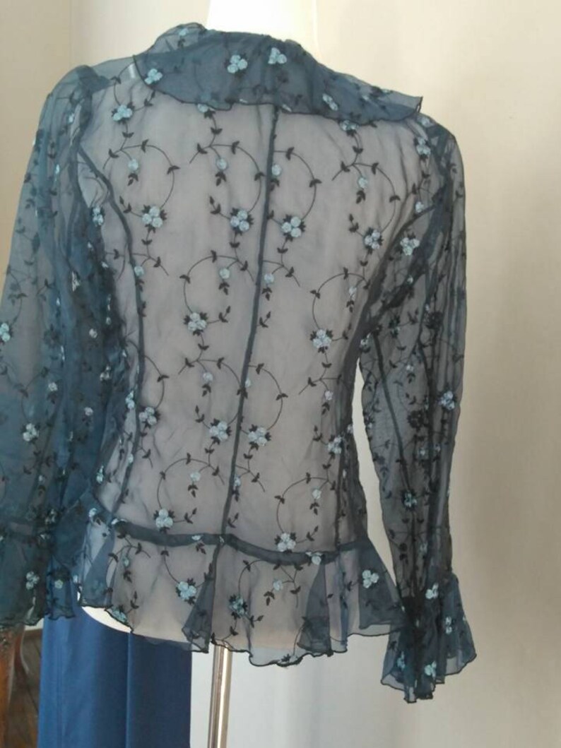 Dress Small Long Navy Blue Evening Gown 3 Piece Beautiful Embroidered