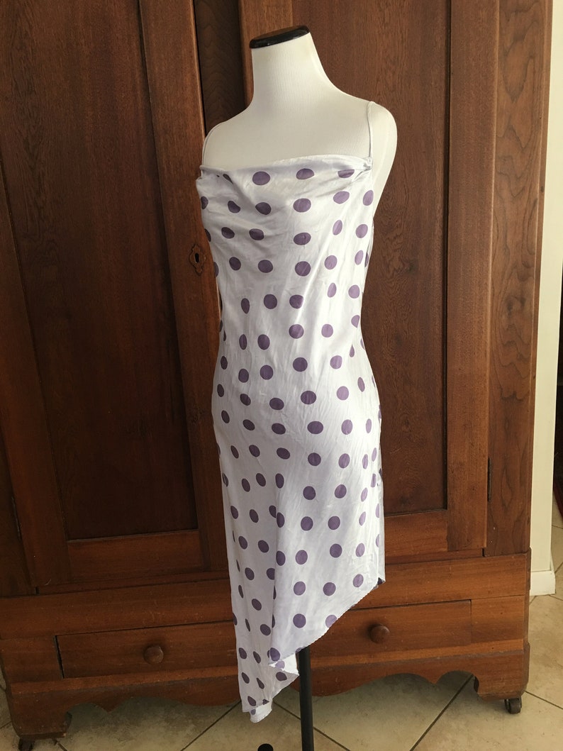 SILK Nightgown Victoria/'s Secret Small Lavender with Purple Polka Dots Asymmetrical Hem
