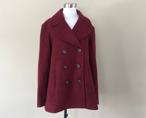 Coat Xl Old Navy Red Wool Lined Double Ted Pea Long Coat Xl Old Navy Red Wool Lined Double, Old Navy Red Trench Coat