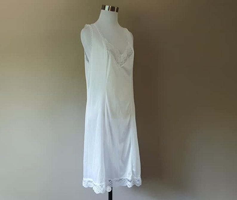 Full Slip Size 38 Blair Large White Nylon and Lace Slip Dress Vintage Lingerie