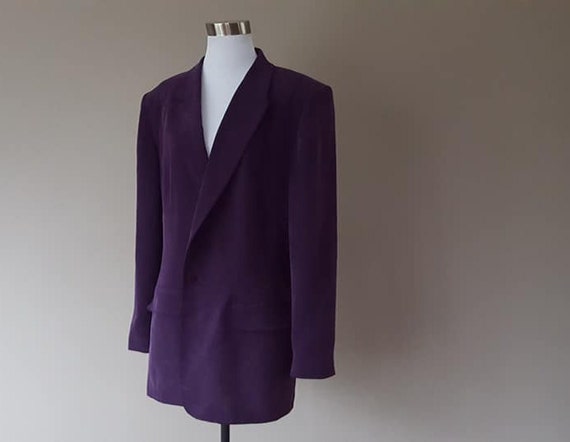 SILK Jacket Size 16 Chaus Shoulder Pads Vintage Cl