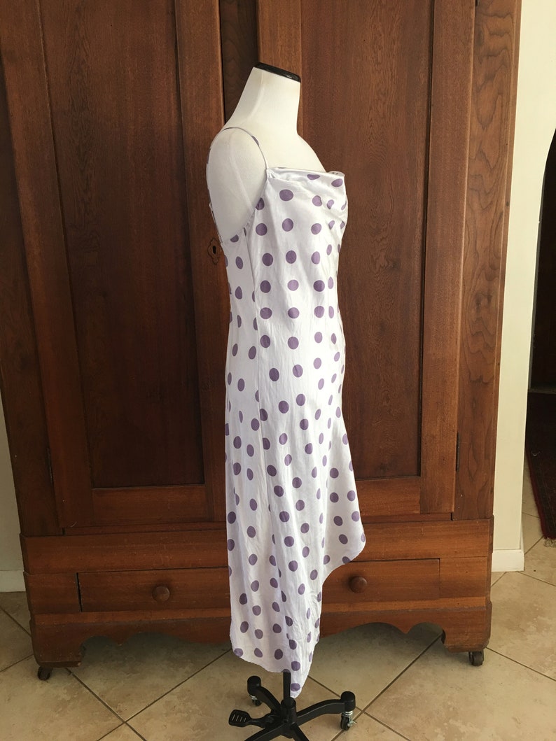 SILK Nightgown Victoria/'s Secret Small Lavender with Purple Polka Dots Asymmetrical Hem