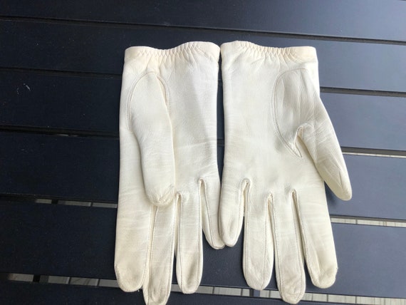 Leather Gloves CRESCENDOE Vanilla White Made In W… - image 7