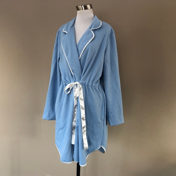 Robe Medium Charter Club Intimates Blue Kimono Style Tie Front Long Sleeves Vintage Lingerie