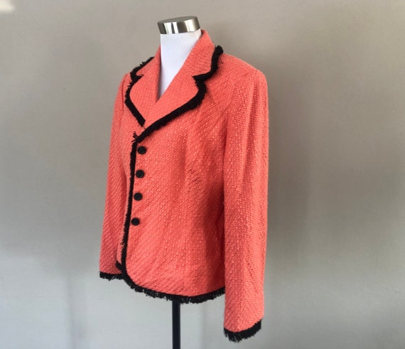 Jacket Size 14 Talbots Petites Orange Black Fring… - image 2