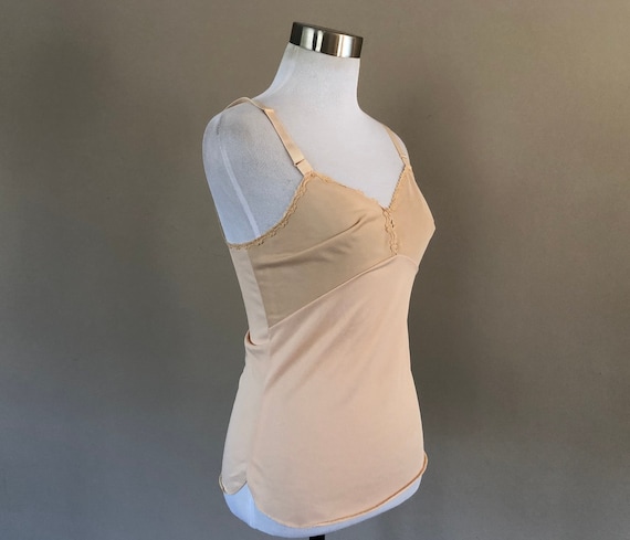 Camisole Size 32 OLGa Nude Nylon V Neck Vintage L… - image 1