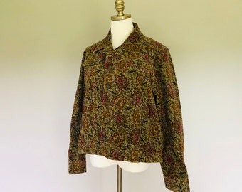 Jacket XL Charter Club Paisley Stretchy Corduroy 4 Pockets Button Front Vintage OuterWear