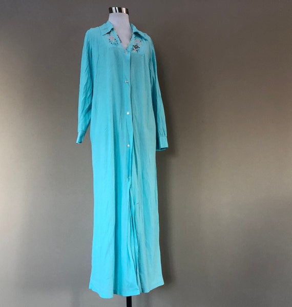 Robe & Nightgown Medium JC Penney Turquoise Long … - image 2