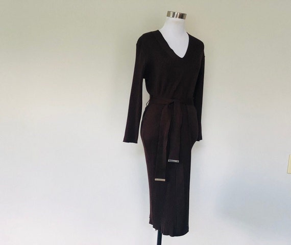 Dress Medium Calvin Klein Brown Stretchy Wiggle B… - image 1