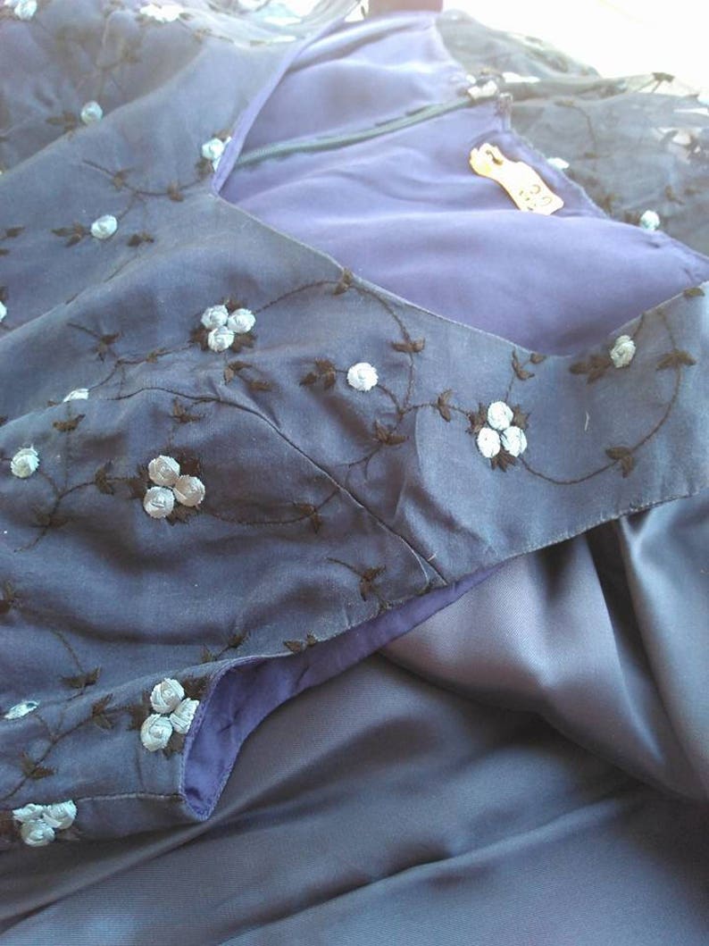 Dress Small Long Navy Blue Evening Gown 3 Piece Beautiful Embroidered