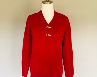 Reserved for Giselle Red Medium Charter Club V Neck Long Sleeve Pullover Sweater Vintage Apparel