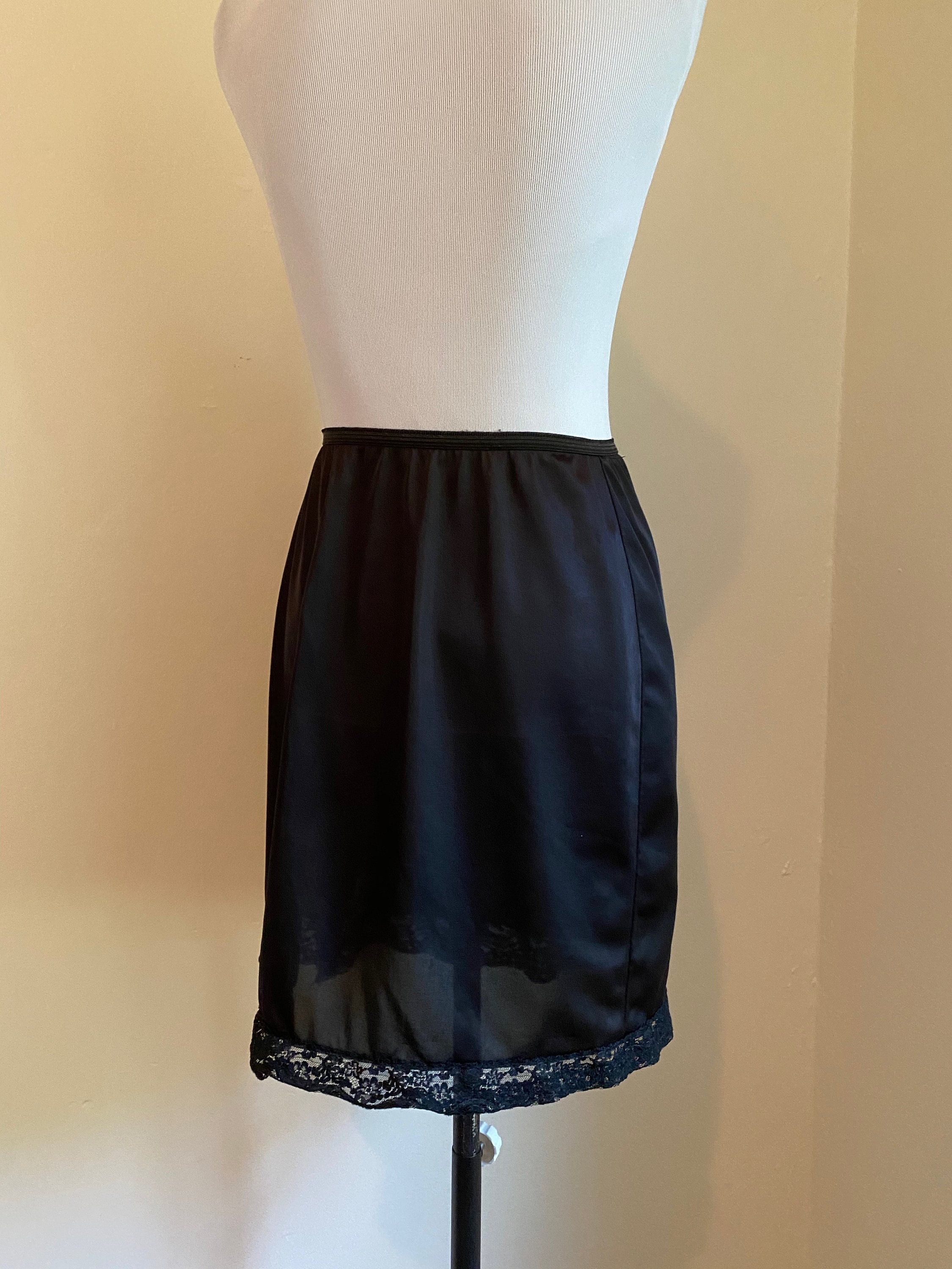 18 Long Half Slip Medium Black With Side Kick by Etsy UK