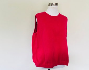 Pullover XL Main Line Red Crew Neck Sleeveless Cotton Top Vintage Apparel