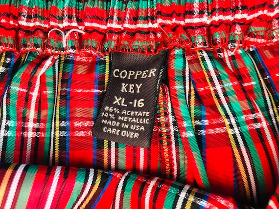 Skirt Extra Large Copper Key Christmas Red Plaid … - image 10