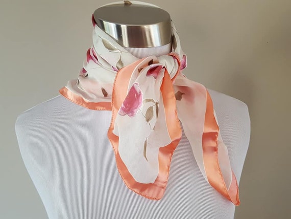 Scarf Made In Italy Rayon Silk Blend 21 x 20 Inch… - image 3