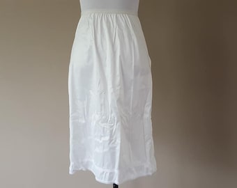 Sottoveste alta piccola Lorraine Taffetà 24 pollici lungo pizzo bianco orlo rifinito lingerie vintage