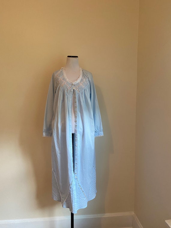 Eileen West Cotton Nightgown Blue Two Pockets Butt