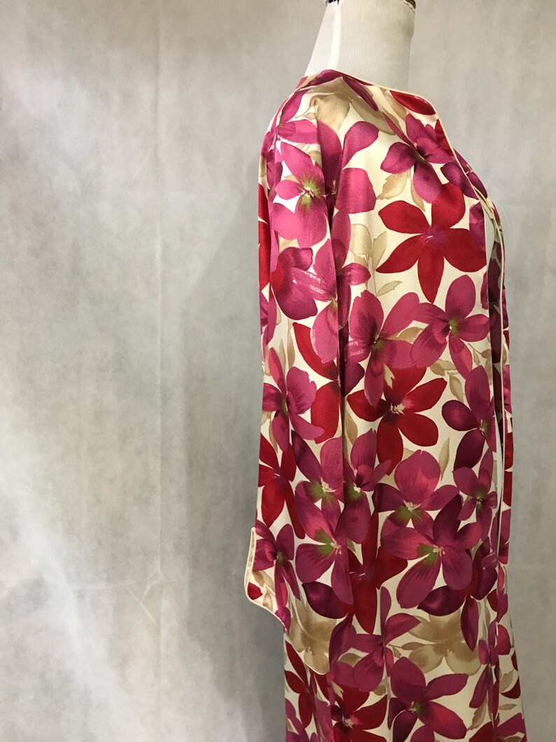 Caftan Small Oscar De la Renta Long Sleeves Zipper Front Pockets Satin ..