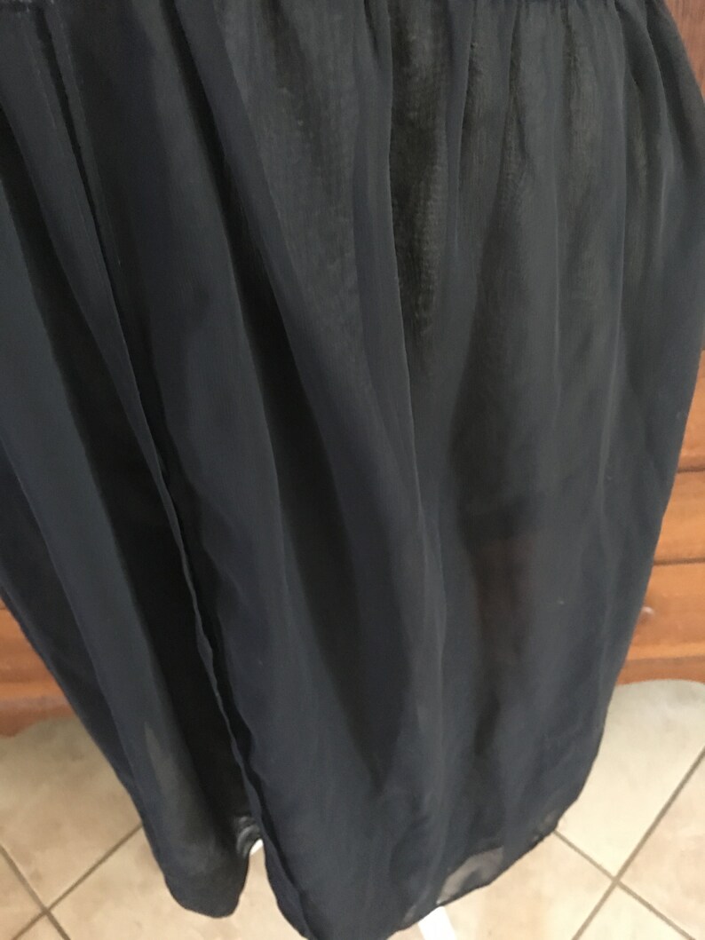 Satin Black Sheer Rhinestones Small Victoria/'s Secret Nightgown