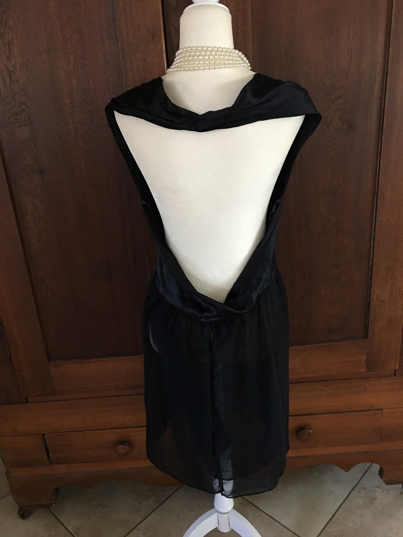 Satin Black Sheer Rhinestones Small Victoria/'s Secret Nightgown