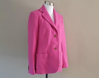 Jacket Coat Size 10  Lands End Pink Jewel Tones Wool Blend  Vintage Apparel