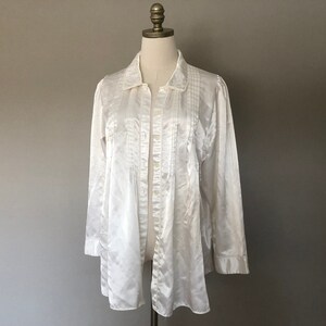 Pajama Top Small Liz Claiborne Cotton Sleep Shirt White With Red Trim Long Sleeve Button Front Vintage Lingerie Etsy