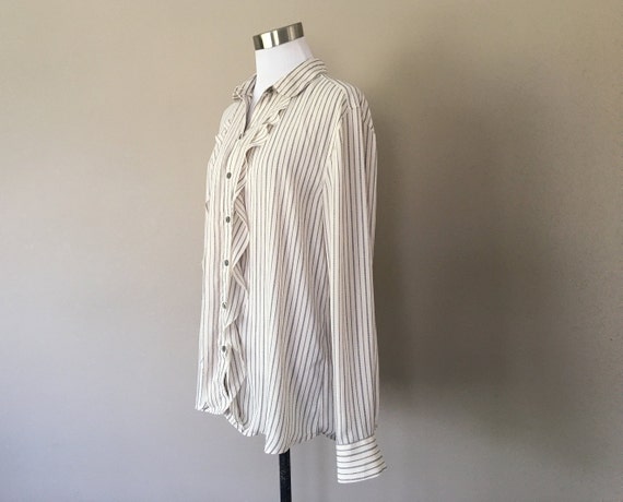 Blouse Large Ann Taylor LOFT Striped White Black R
