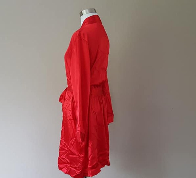 Robe Large Morgan Taylor Intimates Red Kimono Style Inner and Outer Ties Vintage Lingerie