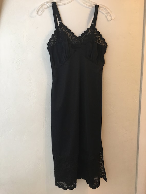 Small Vintage Full Slip 32" Black 9"Lace Extender.