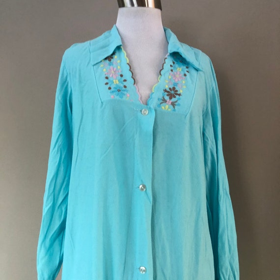 Robe & Nightgown Medium JC Penney Turquoise Long … - image 3