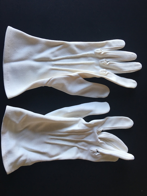 Gloves Medium White Cotton 9.5 Inches Long Vintag… - image 6